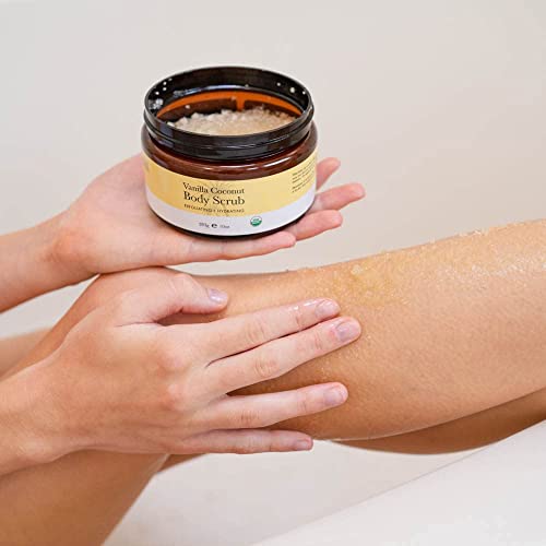 Organic Body Scrub - Vanilla Coconut Sugar Scrub For Body Polish, Exfoliating Body Scrub Exfoliator & Foot Scrub, Body Exfoliator, Body Scrubs For Women Exfoliation, Sugar Scrubs For Women & Men #TOP1
