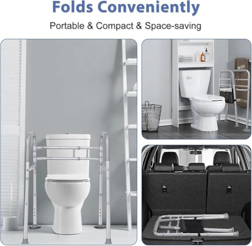 LOLLIDO ein unabhängig gebauter sicherheitsrahmen für toiletten und ein griff, mit dem verstellbare duschstützen zur unterstützung im badezimmer - für die meisten toiletten geeignet