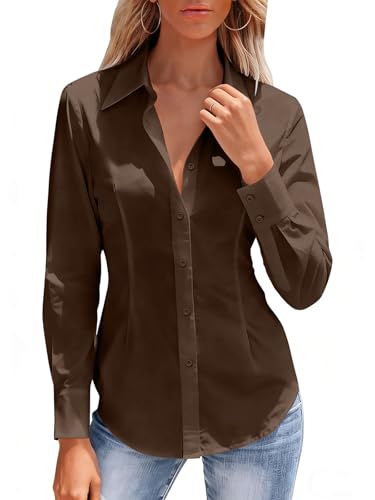 Button Down Shirts for Women Dress Shirt Long Sleeve Wrinkle