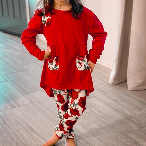 Image of Toddler Girls Long Sleeve Hi-Lo Tops Pant Outfit Fall Winter Clothes with Headband