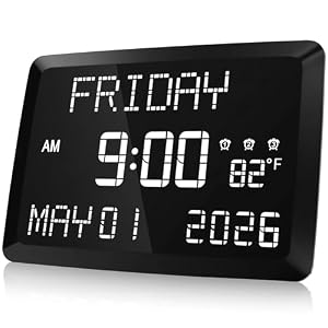 Digital Clock, 11.5″ Large Display Calendar ...