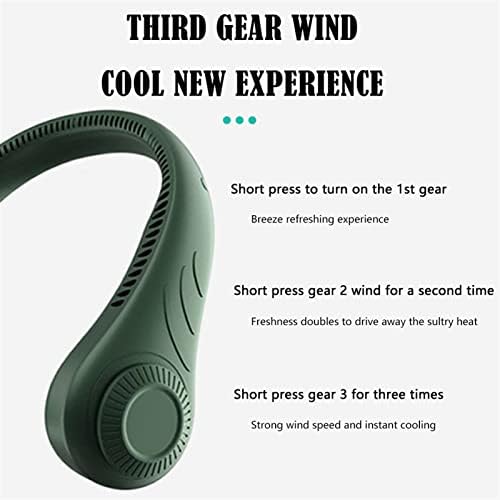 portable Handheld Fan 4000mAh USB Rechargeable Neck Fan Portabl Hanging Bladeless Neckband Sport Fan 3 Speed Adjustable Outdoor Cooling Fan Ventilador Small Personal Portable Fan Fans (White)