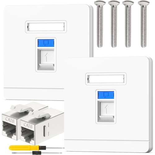 Cable LAN de placa frontal para ocultar cables en la pared con conector de red CAT6 blanco 2