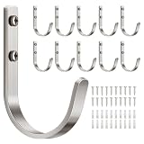 Josmimic 10-Pack Wall Hooks for Hanging Towel/Coat - 22LB Screw in Metal Hanger Wall Mount, for Outdoor, Closet, Door, Bathrooms, for Backpack, Robe, Silver