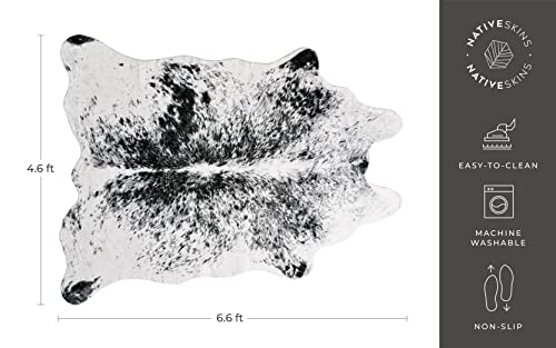 Nativeskins Faux Cowhide Rug (4.6Ft X 6.6Ft) - Cow Print Area Rug With Faux Suede No-Slip Backing (Gray) #TOP2
