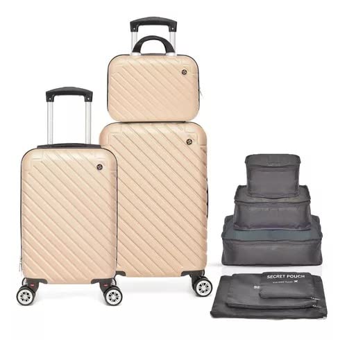 Jogo De Mala De Viagem Bordo Rodinhas 360 Padrão Anac (Champagne)