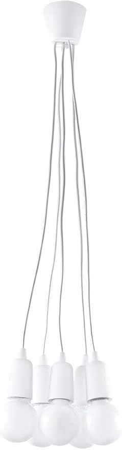 SOLLUX lighting SOLLUX Hanglamp DIEGO Uniek ontwerp zonder lampenkap Minimalistische verlichting LED-lamp voor 5 lampen Wit