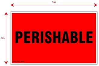 Kenco 3" X 5" Perishable Fluorescent Shipping Label Stickers for Shipping and Packing - 500 Adhesive Labels Per Roll