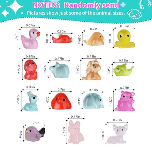 204Pcs Mini Resin Animals Bulk to Hide Luminous Mini Animals Glow in The Dark for DIY Garden Miniatures Dollhouse Combination Sets for Micro Landscape Aquarium Party Decor by Junware - Image 4