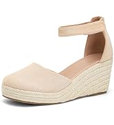Dressy Strappy Espadrille Wedge Sandals for Women with Cushioned Insole