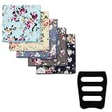 Mantieqingway Cotton Floral Handkerchiefs for Men 5 PCS Pocket Squares with 1 Holder, for Wedding Party Tuxedo Suit Jacket (STYLE 4)