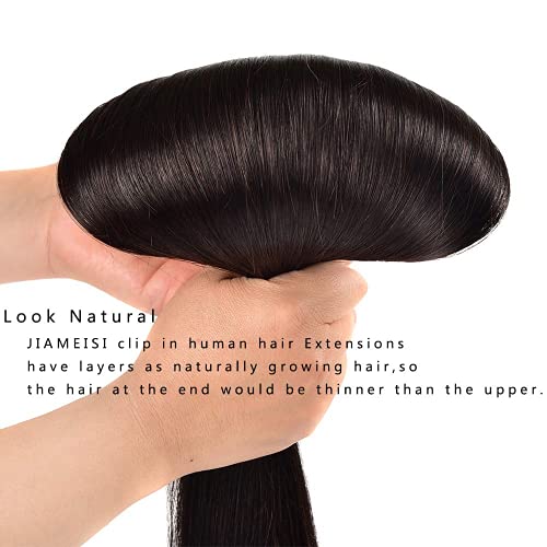 Clip In Extensions Human Hair,Double Weft Remy Hair 70G 7Pcs Silky Straight 12 Inches Human Hair Clip In Extensions #1B Natural Black Clip In Hair Extensions #TOP3