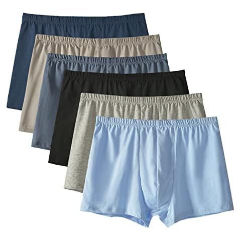AOSKERA men 100% cotton boxers random multipack soft breathable trucks 6-pack large oversized underwear L Cover