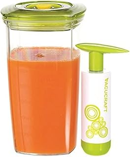 Vacucraft Airtight Juice Storage Container with Lid and Pump For Orange Juice, Coffee, Smoothie, Protein Shake + More