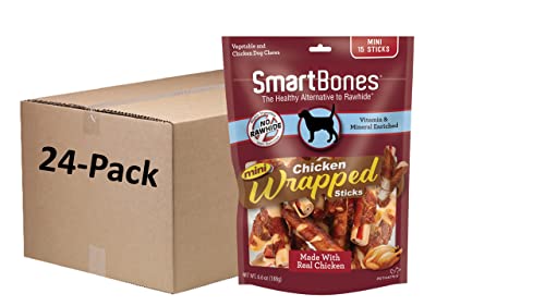 Image of SmartBones Chicken-Wrapped Sticks, Treat Your Dog to a Rawhide-Free Chew Made with Real Chicken and Vegetables 6.6 Ounce (pack of 24)