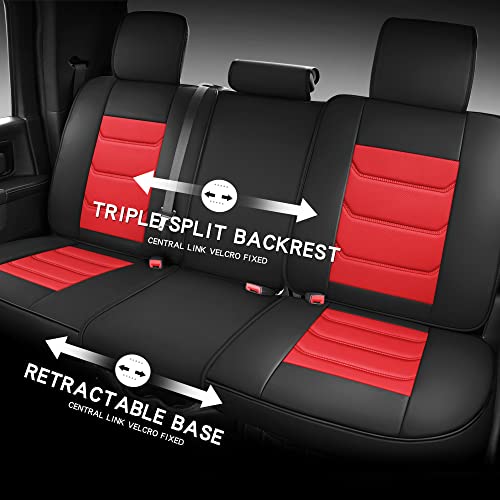 Isen-Coverauto Full Coverage Car Seat Covers Custom Fit For 09-23 Ford F150 F250 F350 Crew Cab With Waterproof Faux Leather With Center Console Cover (Black And Red) #TOP4