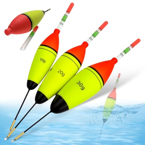 Syhdfxknp 9 Pièces Flotteur Peche au Coup Bouchon Peche Lumineux Flotteur Truite 10g 20g 30g Adaptés à la pêche de Nuit Adaptés Différents Poissons d'eau...
