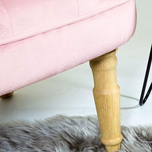 Charles Bentley Toulouse Luxury Velvet Occasional Accent Tub Button Chair with Solid Wood Frame Dusky Pink