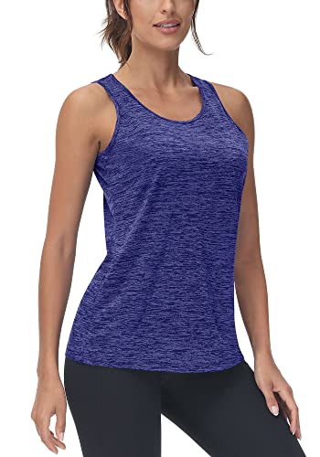 Tacvasen Active Tank Tops For Women Relaxed Fit Workout Exercise Shirts Stretchy Comfortable Crewneck Sleeveless Tank Tops Purple #TOP9