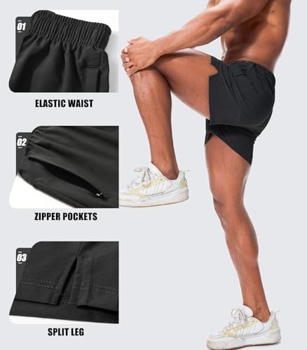 Surenow Men's Workout Running Shorts Quick Dry Gym Shorts Active Lightweight Shorts Athletic Shorts for Men with Zip Pockets4