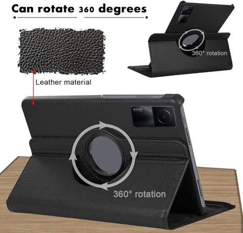 Image of CASEOUS Flip Cover Back Case for Xiaomi Redmi Pad SE 11 Inch, PU Leather Case, 360 Rotatable Multi-Angle Protection Stand Protective Case (Redmi Pad SE 11 Inch, Black)
