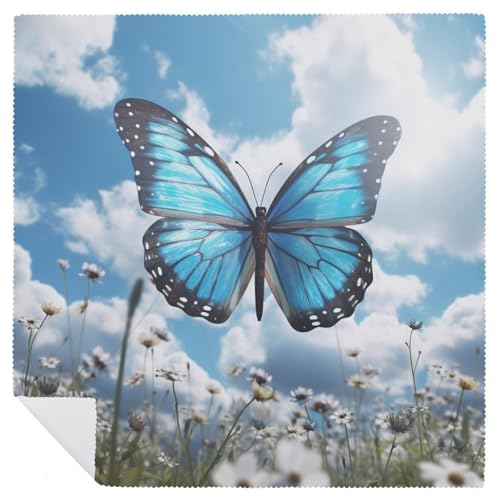 Servilletas de Tela Azul con Mariposas y Nubes 4 unidades miniatura 6