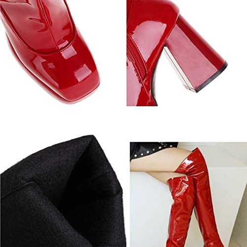 TVACHI Women's Patent Leather Over The Knee Boots #TOP17