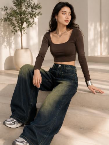 Image of ODDMONEKY Baggy Jeans for Women || Korean Jeans for Women || Wide Leg Korean High Waist Baggy Denim Pants (Wjeans-7)