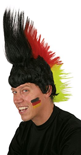 Karneval-Klamotten Perücke Deutschland schwarz rot Gold Fan Deutschland-Perücke Irokese Luxus Herren Damen EM WM Herren Fußball