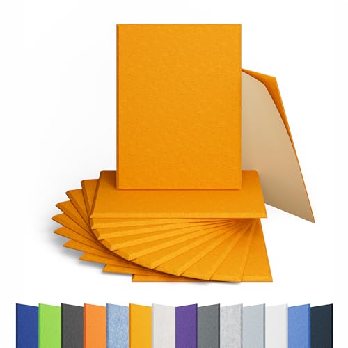 Image of 12 Pack Rectangle Acoustic Panels Self Adhesive Sound Proof Foam(Orange)