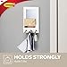 Command Mirror Organizer with 3 Key Hooks and Small Ledge, Holds up to 2 lb, Quartz, Removable Wall Mirror for Entryway or Hallway, Perfect for On-the-go Items