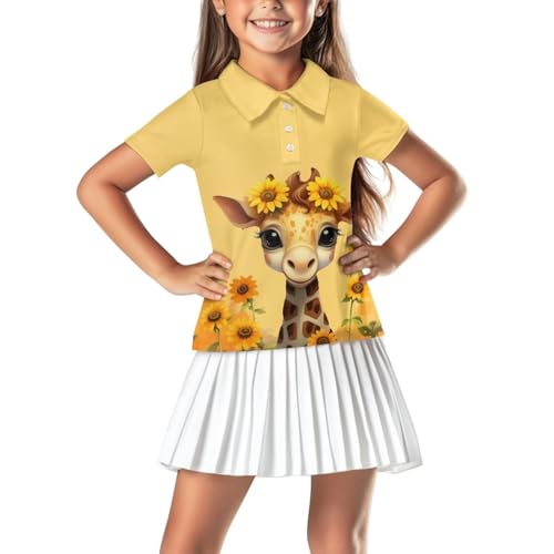 Tongluoye Golf Shirts for Girls Short Sleeve Dry Fit Polo Shirt with Collared Kids Outfits