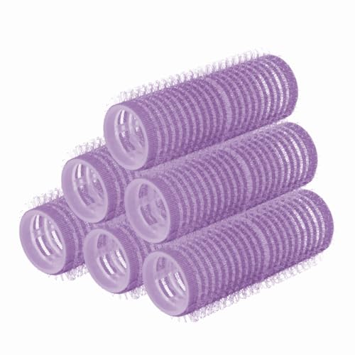 PARSA Beauty Bigoudis auto-adhérents (⌀ 21 mm/Violet/Lot de 6) – Rouleaux cheveux pour boucles – Rouleaux en velcro pratiques pour des coiffures stylées