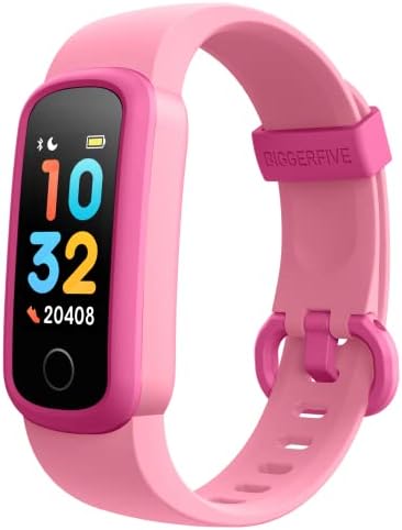 BIGGERFIVE Vigor Fitness Tracker Watch for Kids Girls Boys Ages 5-15, Activity Tracker, Pedometer, Heart Rate Sleep Monitor, IP68 Waterproof Calorie Step Counter Watch with Alarm Clock