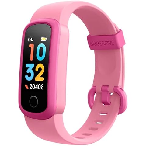 BIGGERFIVE Vigor Fitness Tracker Watch for Kids Girls Boys Ages 5-15, Activity Tracker, Pedometer, Heart Rate Sleep Monitor, IP68 Waterproof Calorie Step Counter Watch with Alarm Clock Cover