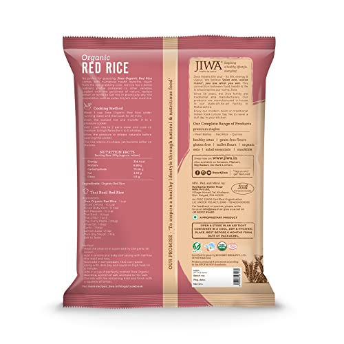 Image of JIWA healthy by nature Organic Quinoa, 1 Kg, (Certified Organic & Gluten Free) & Organic Red Rice, 1Kg