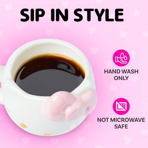 Image of Silver Buffalo Sanrio Hello Kitty Pink Bow Rose Gold, 3D Sculpted Mug, 20oz | Light, Ceramic, 0.59 Liters
