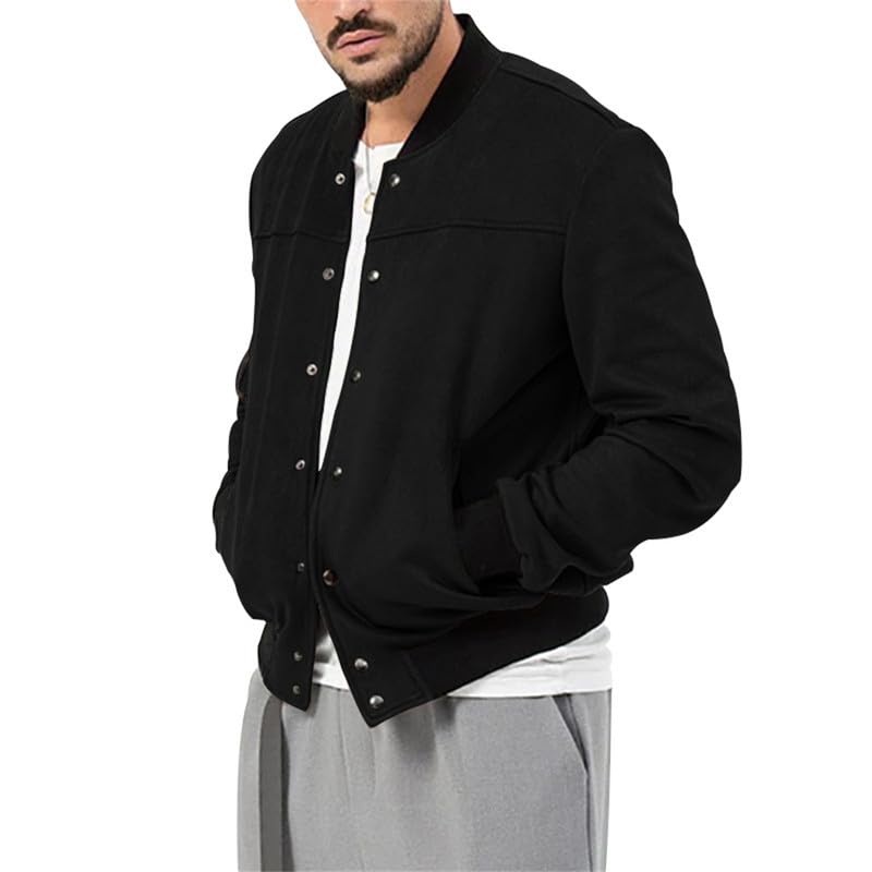Image of Mens Faux Suede Bomber Jacket Varsity Jacket Windbreaker Vintage Casual Lightweight Leather Coats Jackets