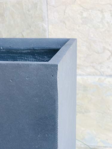 12" H Square Charcoal Concrete/Fiberglass Indoor Outdoor Elegant Planter #TOP7