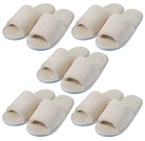 [GJTr] ふわふわ スリッパ クッション ホテル 仕様 エステ 来客 用 5足 セット A ベージュの商品画像（Amazon）