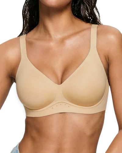 As Fairy Womens Wireless Jelly Bra Wirefree Seamless Bra Sand 36DDD