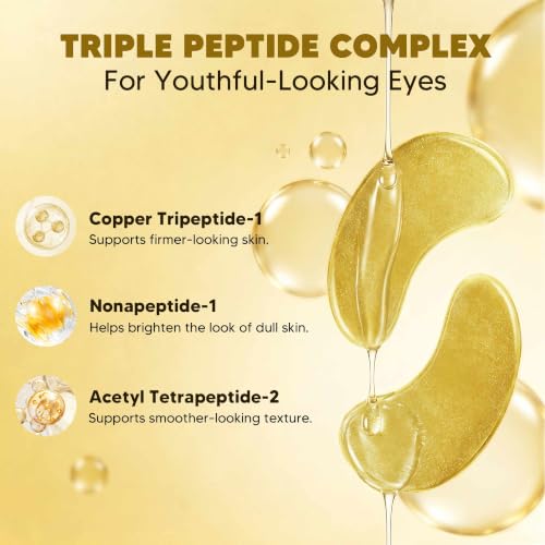 Image of Onespring 24K Gold Under Eye Patches, Peptide Collagen Eye Mask, 24 Pairs