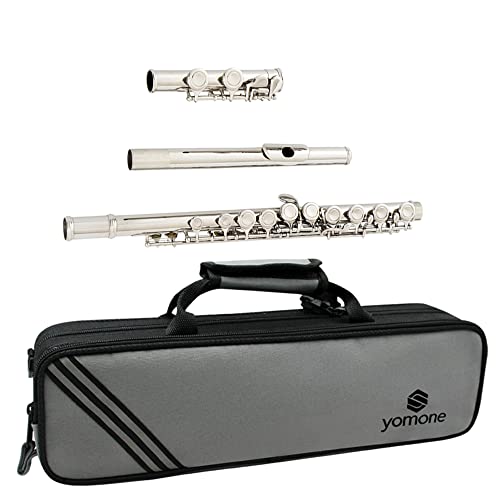 Yomone C Flutes16 Closed Hole Flute Beginner's Flute With Flute Holder Suitcase Cleaning Kit And Screwdriver (Nickel) #TOP2