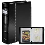 Salajory CD DVD Storage Binder with Zipper - Holds 56 Discs & 28 Booklet Pockets & 56 Tag Slots, High-end PU Leather Cover for Blu-ray Movies, Music CDs, Audio Disks, Portable Media Organizer