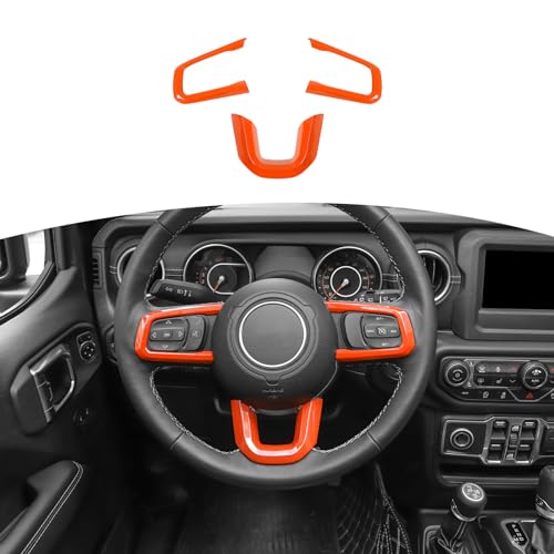 RT-TCZ for Wrangler JL Steering Wheel Trim Decal Panel Orange for Jeep Wrangler JL JLU Gladiator JT 2018-2024 Orange Interior Accessories 3pcs