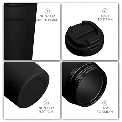 Image of SMAX 450ML Travel Coffee Mug with Lid | Reusable Leak Proof Tea & Coffee Cup for Office, Car & Travel | Portable Vacuum Tumbler for Hot & Cold Drinks | Black