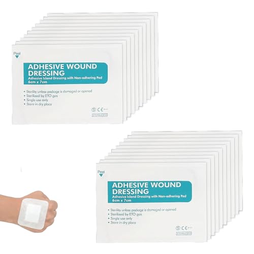 20 PCS Wound Dressings Adhesive, Dressings for Wounds First Aid, Sterile Dressings for Wounds, for Cuts Grazes Small Pressure Sores(6 * 7cm)