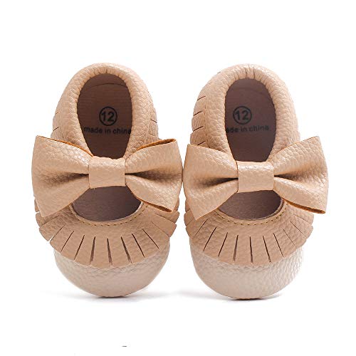 Delebao Infant Toddler Baby Soft Sole Tassel Bowknot Moccasinss Crib Shoes (3-6 Months, Khaki) #TOP7