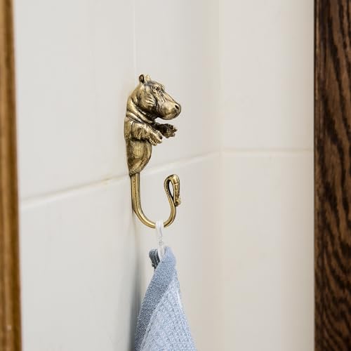 Hippo Brass Wall Hook – Handmade Decorative Hook for Coats, Towels, Bags, and Hats – Playful Animal-Themed Home Décor Accessory