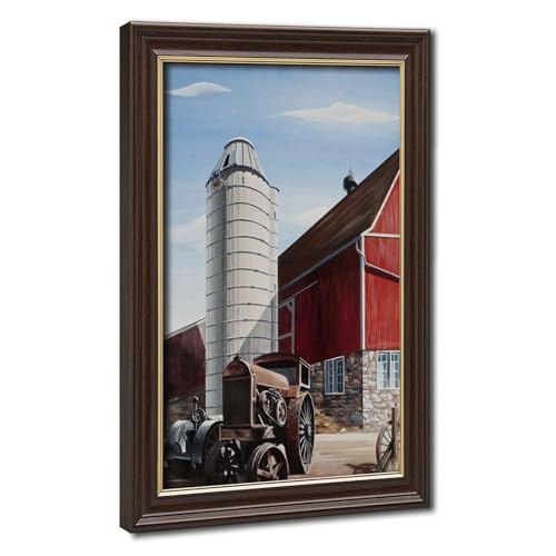 Impression sur toile Red Barns After The Harvest Lewandowski tableau 20x30 cm